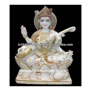 รูปปั้นสรัสวดีที่สวยงามแกะสลักจากหินอ่อน - Product Image 1