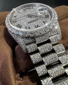 Unisex lujo VVS Moissanite diamante reloj 20mm banda de acero inoxidable personalizado cuarzo resistente al agua esfera de cristal moda estilo de negocios - Product Image 4