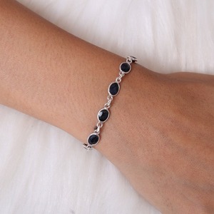 Saphir pierres précieuses bijoux pour femmes argent Boho Style Bracelet bijoux 925 argent Sterling tendance Bracelet fait main cadeau pour - Product Image 4