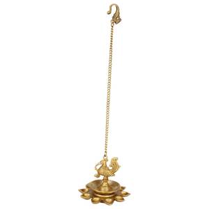 Brass Hanging Peacock Diya <b>Lamp</b> Idol with 7 Height Antique Style for Home Decor Puja and Gifting - Product Image 2