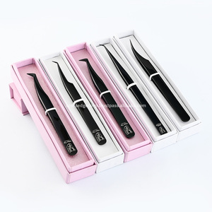 Pince à épiler professionnelle pour extensions de cils à pointe en fibre, avec embout courbé à 90 degrés pour une préhension optimale des fibres, outil de salon professionnel - Product Image 1
