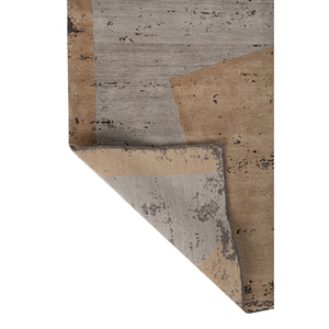 พรมขนสัตว์และไหมไผ่ถักมือ UnfoldBy Kavi สีเบจและสีน้ำตาล ลายแบบนามธรรม รูปทรงสี่เหลี่ยมผืนผ้า สำหรับห้องโถงหรือห้องพัก รุ่น Esk-386(3D) - Product Image 5