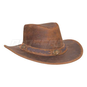 Chapeau de cowboy en cuir de buffle, chapeau western de haute qualité, bande en dentelle concho, fabricant de chapeaux de cowboy, couvre-chef de ranch, chapeaux en cuir pour hommes - Product Image 1