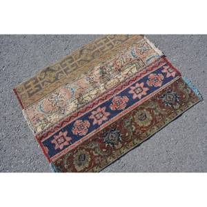 Tapis turc traditionnel rouge noir Vintage 2,8X3,4 pieds Patchwork en latex de laine de grande taille pour le décor de couloir de salon pour les adolescents - Product Image 4