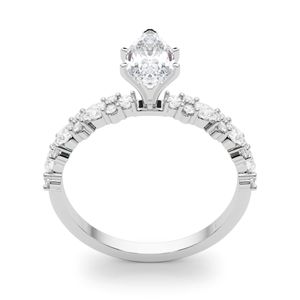 มาร์คีส์และลูกแพร์ตัดเพชรเดี่ยวพร้อมแหวนหมั้นสไตล์เน้นเสียง - Product Image 2