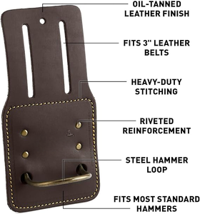 Nouveau porte-marteau en cuir réglable personnalisé pour ceintures d'outils Clip durable pour électriciens, porte-marteaux d'entrepreneurs - Product Image 5