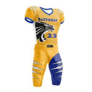 Conjunto de Pantalones y Camiseta de Fútbol Americano Sublimados Personalizados al por Mayor, Uniformes de Manga Corta de Poliéster Anti-UV para Adultos - Product Image 1