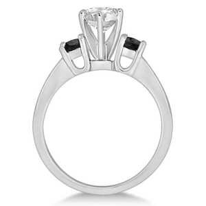 Bague de fiançailles en or blanc 14 carats avec 3 diamants, 0,45 carat total, avec diamants blancs et noirs - Product Image 1