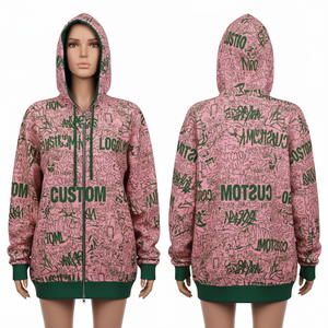 Sweat-shirt à capuche zippé pour femme, nouvelle conception personnalisée, haute qualité, impression par sublimation, tissu épais - Product Image 1