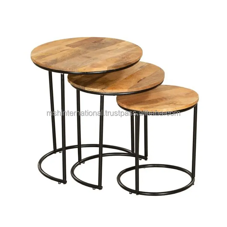 Piédestal étanche Faux-bois conçu Table basse de cocktail ronde en chêne de qualité supérieure