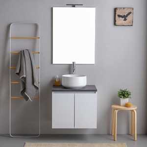 60cm <b>White</b> Bathroom Cabinet with Anthracite Top and 60x80 Bali <b>Mirror</b> Bathroom Sets - Product Image 2
