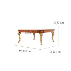 Mesa de Centro de Lujo con Marquetería Cuadrada, Incrustaciones de Madera Intrincadas, Patas Talladas en Oro Elegantes y Diseño Europeo Clásico - Product Image 4