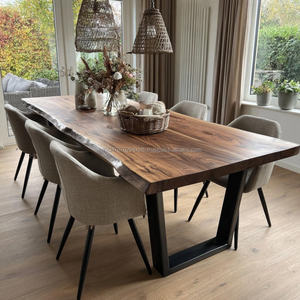 KALATRI Luxury Premium Handmade Square Solid Wood Eco-Friendly <b>Dining</b> <b>Table</b> Metal Legs Modern Home Furniture Assembled Set - Product Image 2