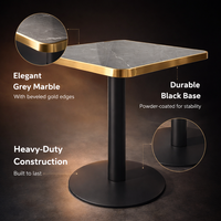Table carrée de luxe en métal et marbre pour café, restaurant, fast-food, mobilier commercial moderne en bois, vente en gros