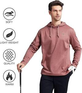 Men's Winter Gym Workout Active Hoodies Golf Fleece Lined Hooded Sweatshirts Athletic Lightweight Casual Mid Layer Breathable - Product Image 2