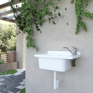 Lavabo Rettangolare Moderno in Pietra - 58x38 cm, da Parete, Finitura Opaca, per Uso Alberghiero - Product Image 4