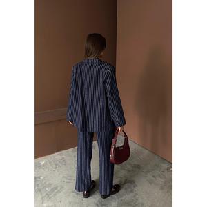 Navy Striped <b>Jacket</b> And Trousers Suit - Navy - Product Image 6