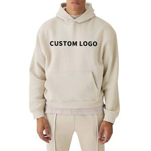 <b>Thick</b> Fleece Embroidered Plain Dyed Oversized Hoodie Warm Autumn Men's Cotton Pullover Sweatshirt Factory Wholesale - Product Image 2