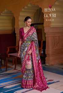 La migliore collezione sari camicetta Patola Shari stampata a mano in morbida seta abbigliamento etnico indiano fornitore di moda donna da Surat India - Product Image 5
