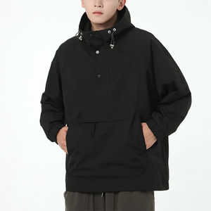 Veste d'hiver coupe-vent pour homme, veste à capuche à fermeture éclair quart de tour, vêtements d'extérieur, style sportif décontracté, style urbain moderne, motif lettres - Product Image 2