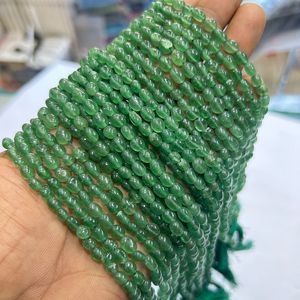 ลูกปัดหินควอทซ์สตรอเบอรี่ธรรมชาติทรงรีสีเขียว - Product Image 3