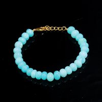 Bracelet de perles de rondelle lisse d'opale bleue péruvienne 8-9mm bijoux de perles de pierre d'opale pour les femmes Bracelet de pierres précieuses au prix de gros