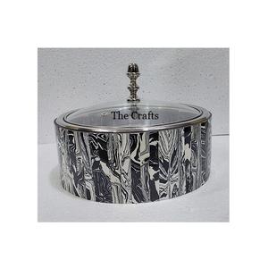 Olla para calentar comida de diseño moderno con tapa de vidrio, de nácar y madera, tamaño personalizado, para ocasiones especiales - Product Image 6