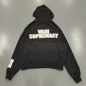 <b>Men</b> Distressed Embroidery Winter Hoodie 100% Cotton Breathable Casual Lifestyle Unique Distressed Look Loose Fit - Product Image 4
