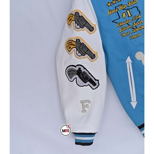 OEM personalizado lana cuerpo Chenille parche cuero manga Vintage carta hombre Varsity Chenille bordado bombardero chaqueta para hombres - Product Image 5