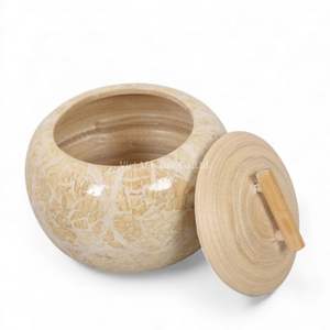 Pot en laque fait à la main, style bohème, pot de rangement multifonction, récipient décoratif pour la maison, la cuisine, la table et la salle de bain, Vietnam - Product Image 3