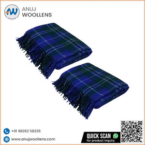 Couverture en laine bleu Douglas Confortable et élégante 100% laine Jacquard Design pour la literie et la décoration - Product Image 3