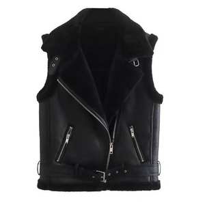 Chaleco de cuero de primera calidad para hombre con forro de piel de oveja a prueba de viento de alta calidad Chaleco de calle hecho en invierno Pakistán - Product Image 1