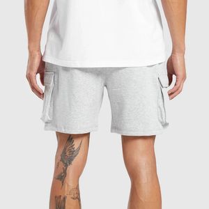 Short cargo en coton éponge français personnalisable pour homme, taille élastique, poche à rabat, vente en gros - Product Image 3