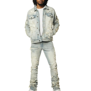 OEM High Quality Fit Denim <b>Jeans</b> And Shirt Men <b>Slim</b> Wholesale Oem 100% Cotton Men' Loose Fit Denim Pants And Shirt - Product Image 1