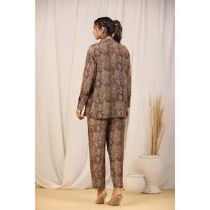 Conjunto de Dos Piezas de Lino 100% para Mujer, Estampado Floral Tierra, Talla XXS - Product Image 6