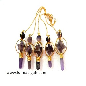 Bán buôn đá quý tự nhiên tinh thể thạch anh 3-pcs quay merkaba Sao & điểm cảm xạ con lắc bán quý đá thủ công mỹ nghệ - Product Image 2