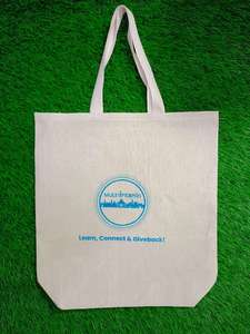 Fabricant de sacs à main à provisions en toile de coton vierge recyclable uni sac fourre-tout sac à provisions cadeau en coton avec poignée colorée - Product Image 2