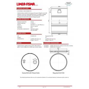 Tambour cylindrique en acier de qualité supérieure, diamètre 378 mm, personnalisable, avec couvercle soudé et capacité totale de 31 à 70 litres. - Product Image 3