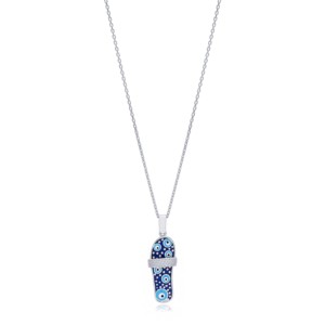 Collier en argent sterling fait main avec pendentif en forme d'œil turc, design estival, pour les occasions de mariage et de fête - Product Image 2