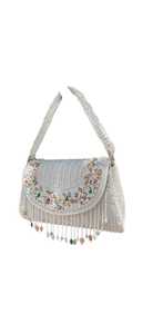 Pochette de soirée de mariée artisanale avec broderie de pierres de cristal, artisanat - Product Image 3