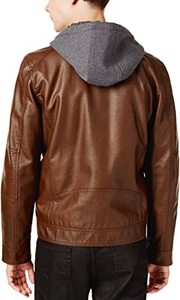 Veste en cuir véritable à capuche de motard pour homme - Product Image 6
