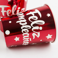 Gobelets en papier jetables espagnol joyeux anniversaire lettres tasse enfants anniversaire thème papier tasse fête décoration fournitures
