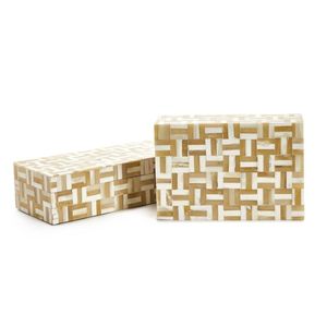 Cajas de almacenamiento de madera rústicas modernas con resina con incrustaciones de hueso, precio al por mayor superior para armario, cocina, decoración del hogar, uso de joyería - Product Image 5