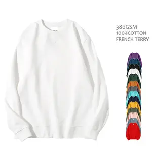 Custom Printing embroidery pattern logo unisex long sleeve solid color men crew neck sweatshirt Men's Hoodies & Sweatshirts