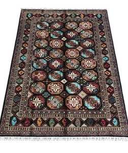 Tapis moderne de style Oushak turc sur mesure noué à la main en soie de laine multicolore avec motif à rayures pour les salons et les hôtels - Product Image 1