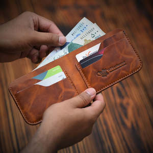 กระเป๋าสตางค์หนังแท้ทำมือหมายเลข 55 พร้อมลวดลายปั๊มแบบแฮนด์เมด - Product Image 2