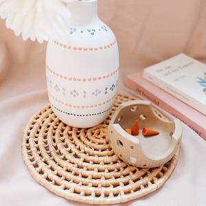 Mantel individual de jacinto de agua tejido redondo de avellana hecho a mano Tienphong 2024, manteles individuales Vintage neutros para Decoración de mesa - Product Image 6