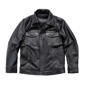 Chaqueta de Piel Vacuna Genuina para Hombre, Estilo Urbano de Invierno, Diseño con Cierre Frontal, Impermeable, Resistente al Viento, Reversible y Ecológica - Product Image 4