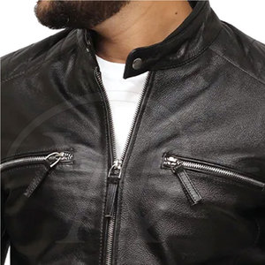 Chaqueta de Cuero Vacuno de Invierno para Hombre, de Alta Calidad, Cuello Alto, Estilo Urbano Ecológico, Venta al Por Mayor - Product Image 6