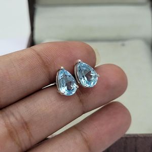 Boucles d'oreilles en topaze bleu ciel, taille poire, argent sterling, bijoux faits à la main, cadeau de naissance de décembre, vente en gros - Product Image 6